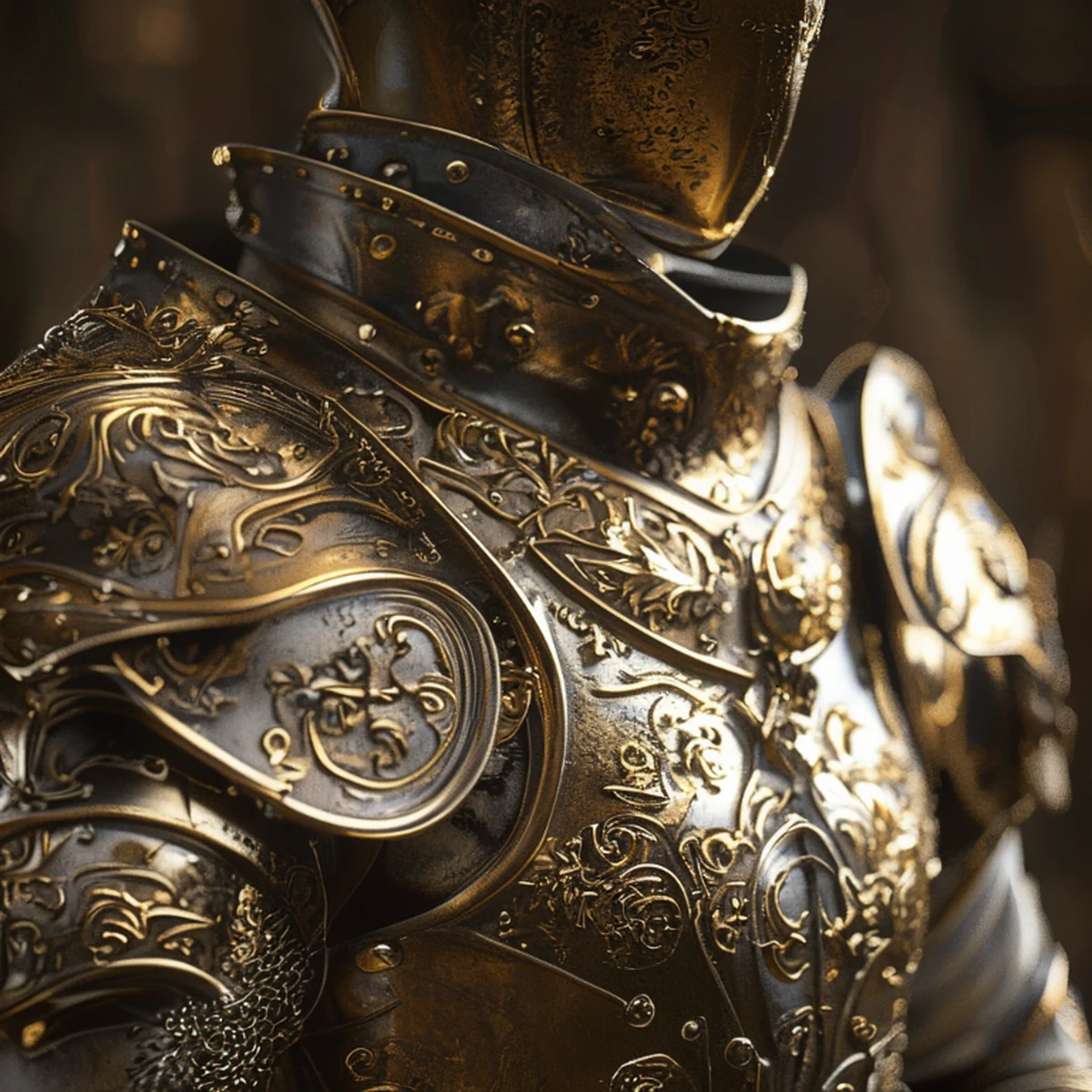 Close-up of highly detailed fantasy knight armor