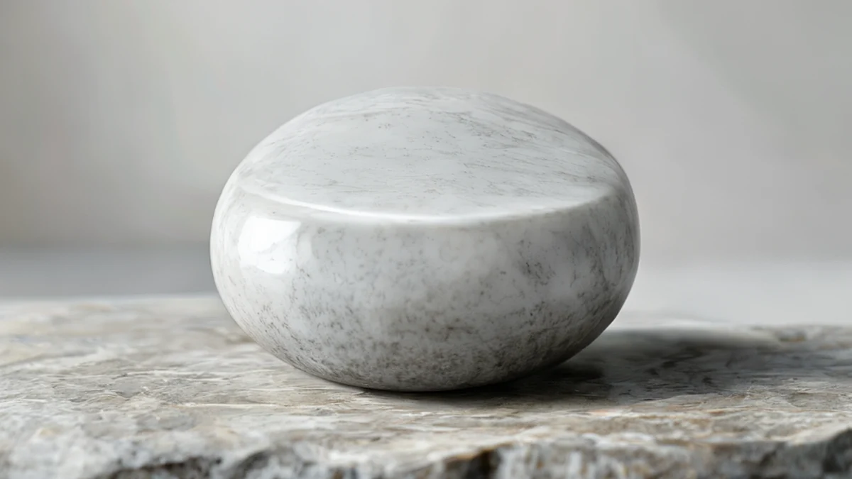 Un disco circolare in marmo, liscio e naturale, con una texture liscia.