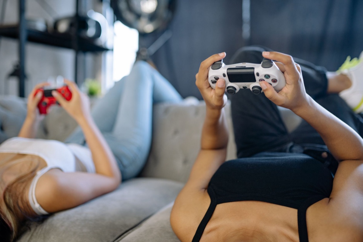 People playing Wii at home